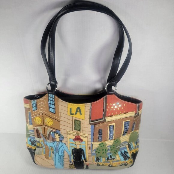 Frankie & Johnnie Women Embellished LA City Scene Tote Bag - Picture 1 of 15